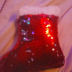 christmas stocking plush. Red/silver